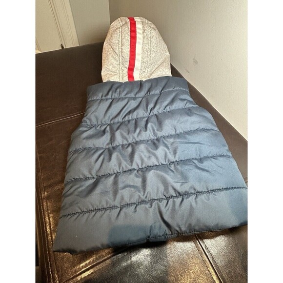 Little Me Hooded Puffer Vest Coat Blue Gray Size 24 Months - Picture 5 of 5